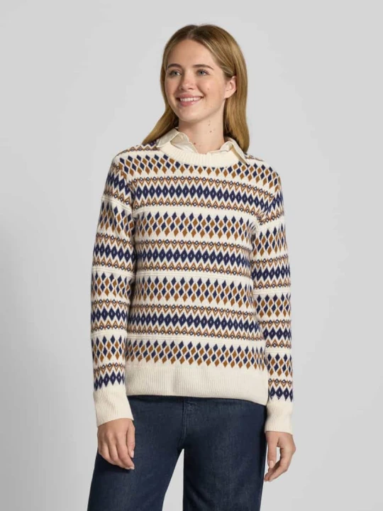 Zdjęcie produktu Sweter z dzianiny o kroju loose fit z mieszanki wełny, model „FAIRISLE” Gant Écru