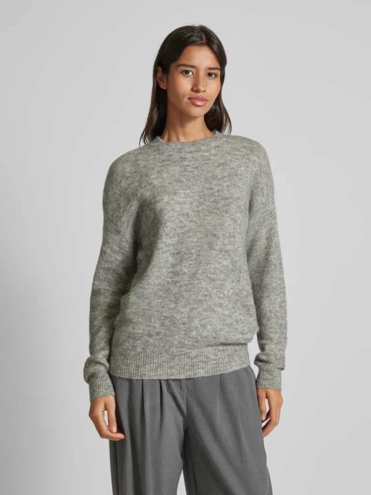 Zdjęcie produktu Sweter z dzianiny o kroju loose fit z dodatkiem wełny model „Festina” MSCH Copenhagen Średnioszary melanż