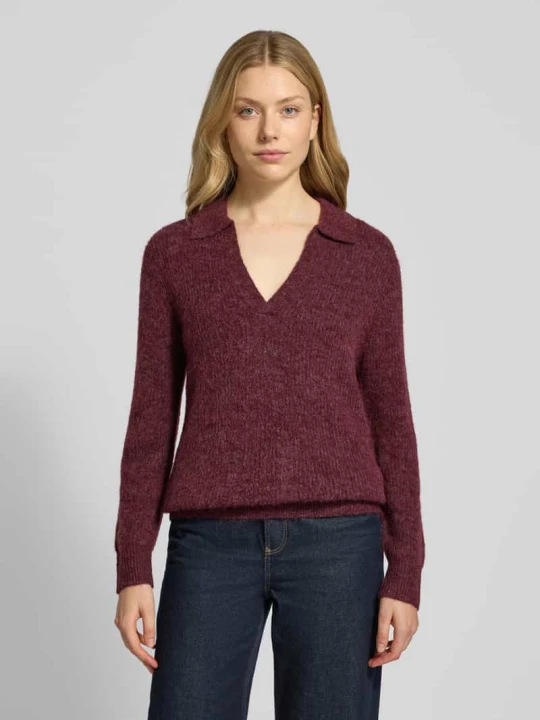 Zdjęcie produktu Sweter z dzianiny o kroju slim fit z dodatkiem wełny Model 'Hil' Freequent Bordowy