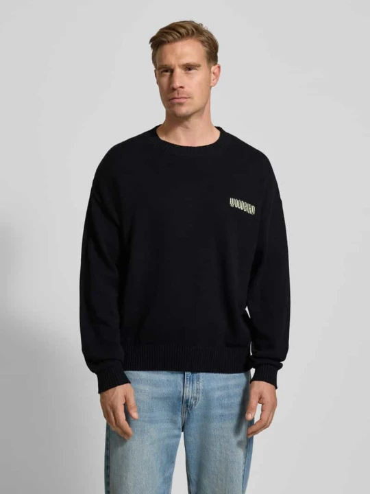 Zdjęcie produktu Sweter z dzianiny z prążkowanymi wykończeniami model ‘Kurt’ Woodbird Czarny