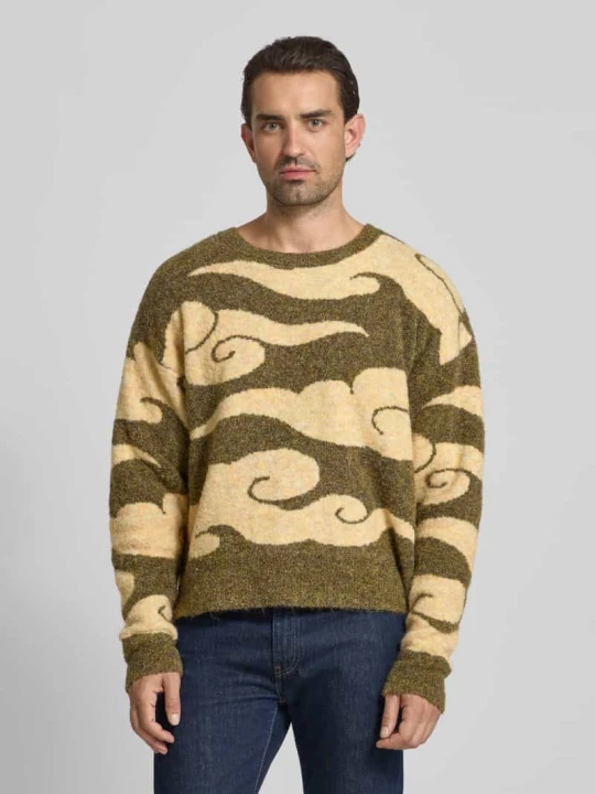 Zdjęcie produktu Sweter z dzianiny z prążkowanymi wykończeniami model ‘Kurt’ Woodbird Khaki