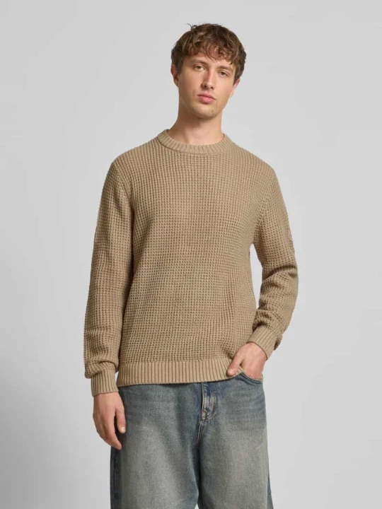 Zdjęcie produktu Sweter z dzianiny z prążkowanymi wykończeniami model ‘LINK’ Jack&Jones Beżowy