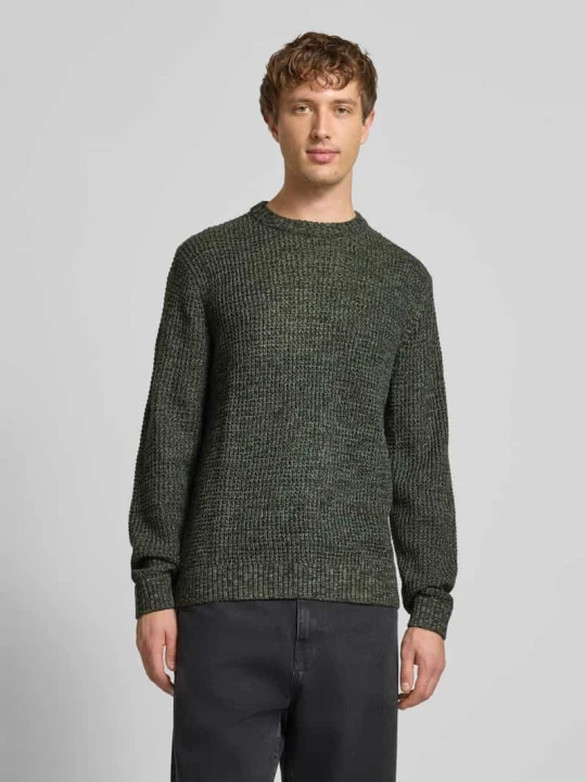 Zdjęcie produktu Sweter z dzianiny z prążkowanymi wykończeniami model ‘LINK’ Jack&Jones Oliwkowy melanż