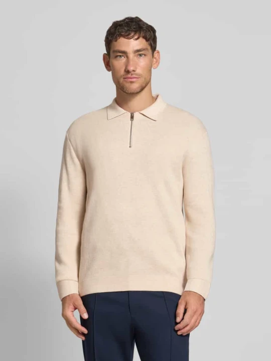 Zdjęcie produktu Sweter z dzianiny z prążkowanymi wykończeniami model ‘MILANO’ Jack&Jones Złamany biały melanż