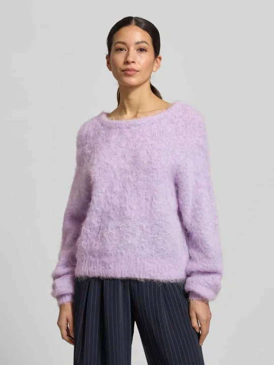 Zdjęcie produktu Sweter dzianinowy z prążkowanymi wykończeniami model 'NIBY' American Vintage Różowy melanż