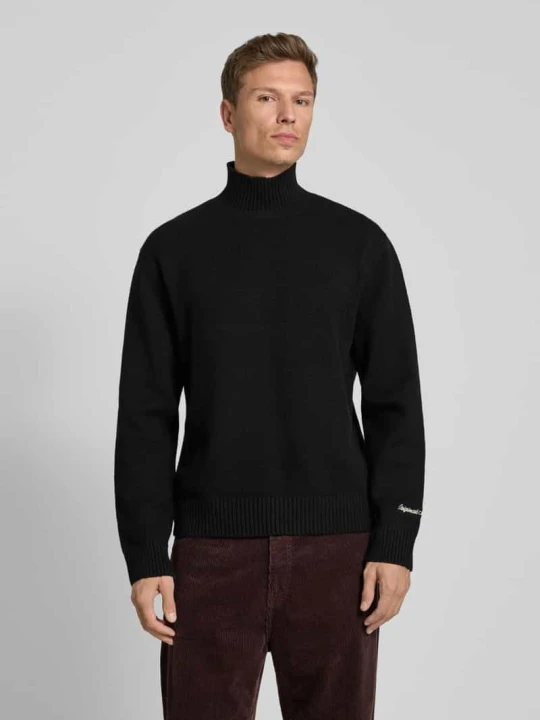 Zdjęcie produktu Półgolfowy sweter z prążkowanymi wykończeniami Model „NORREBRO” Jack&Jones Czarny