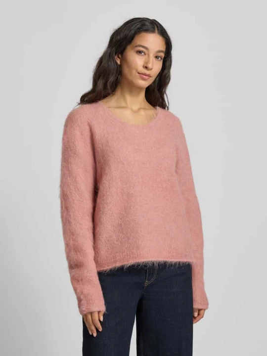 Zdjęcie produktu Sweter z dzianiny z prążkowanymi wykończeniami model ‘NUNY’ American Vintage Brudnoróżowy