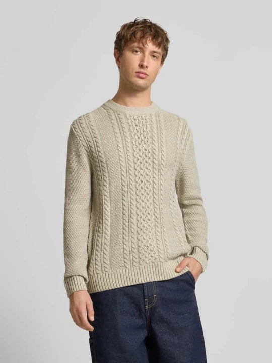 Zdjęcie produktu Sweter z dzianiny z prążkowanymi wykończeniami model ‘PAUL’ Jack&Jones Złamany biały melanż