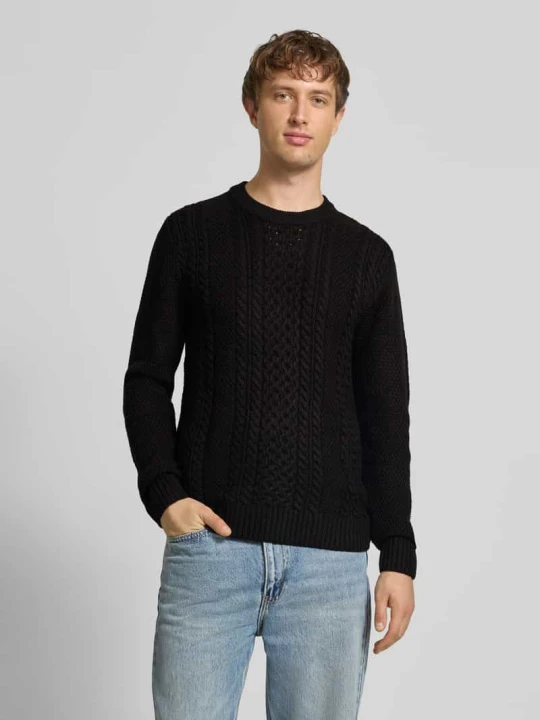 Zdjęcie produktu Sweter z dzianiny z prążkowanymi wykończeniami model ‘PAUL’ Jack&Jones Czarny