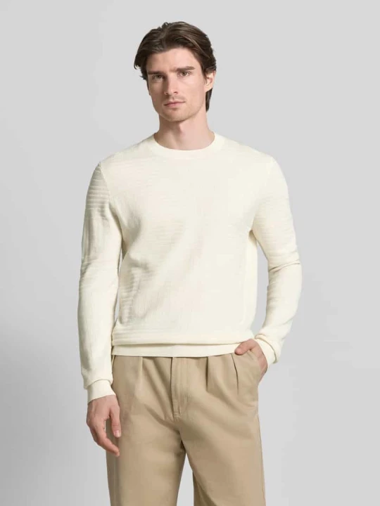 Zdjęcie produktu Sweter z dzianiny z prążkowanymi wykończeniami model „Raikon” JOOP! Złamany biały