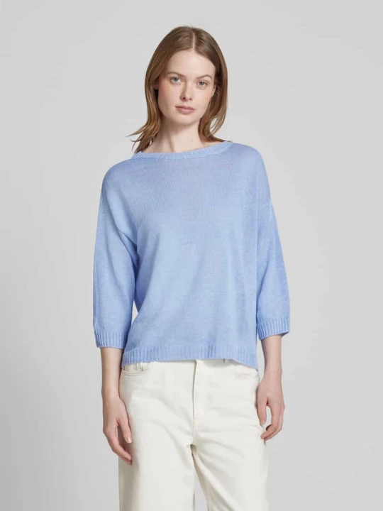 Zdjęcie produktu Sweter z dzianiny z prążkowanymi wykończeniami model ‘SELZ’ Weekend Max Mara Jasnoniebieski