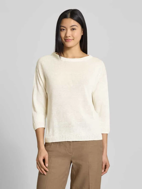 Zdjęcie produktu Sweter z dzianiny z prążkowanymi wykończeniami model ‘SELZ’ Weekend Max Mara Biały