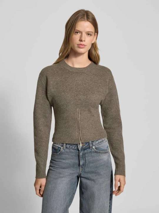 Zdjęcie produktu Sweter z dzianiny o kroju regular fit z dodatkiem wełny, model „SLOAN” Noisy May Średniobrązowy