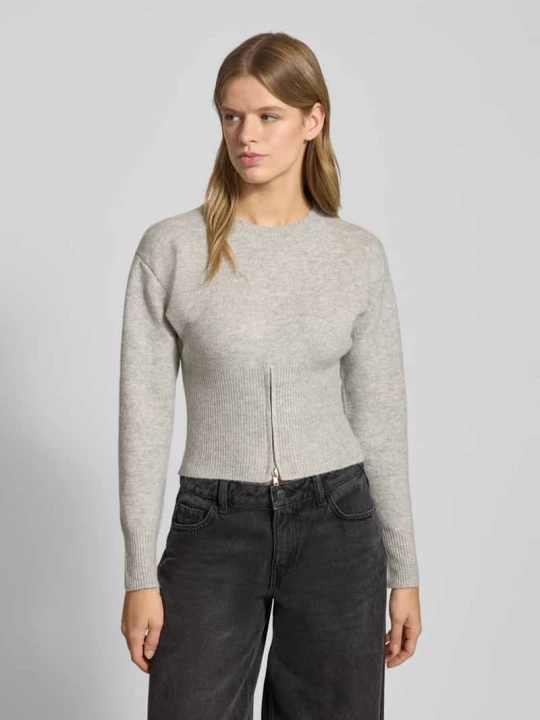 Zdjęcie produktu Sweter z dzianiny o kroju regular fit z dodatkiem wełny, model „SLOAN” Noisy May Jasnoszary melanż