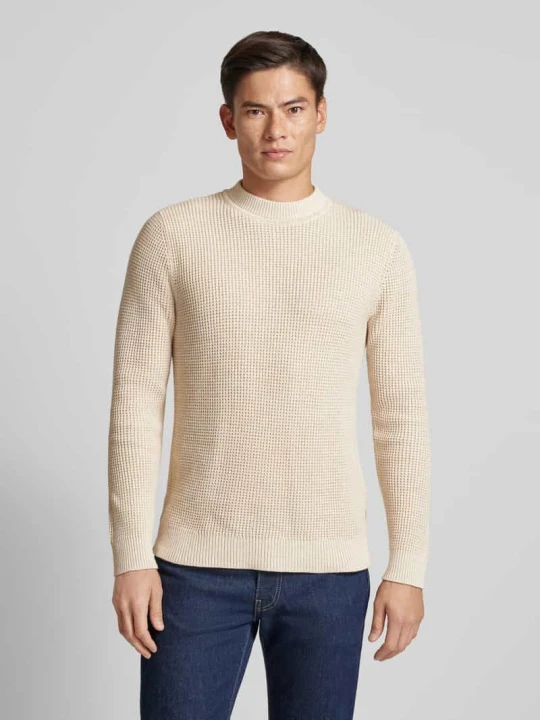 Zdjęcie produktu Sweter z dzianiny z prążkowanymi wykończeniami model ‘VIGGO’ Jack&Jones Złamany biały
