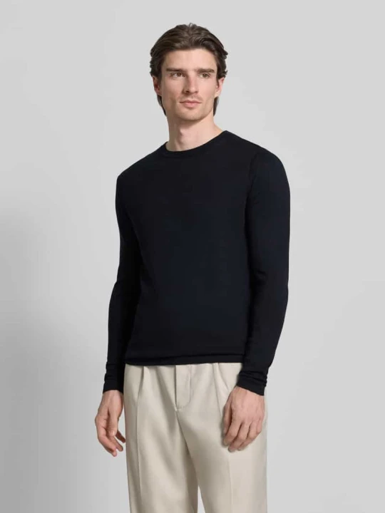 Zdjęcie produktu Sweter z dzianiny z prążkowanymi wykończeniami model „WALLIE” CINQUE Granatowy