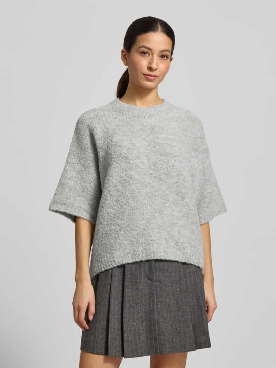 Zdjęcie produktu Sweter z dzianiny z prążkowanymi wykończeniami Model 'ZOLLY' American Vintage Jasnoszary melanż