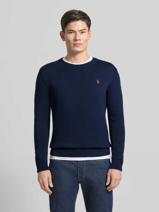 Zdjęcie produktu Sweter z dzianiny z prążkowanymi wykończeniami Polo Ralph Lauren Granatowy