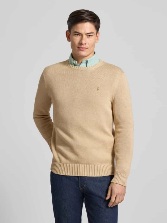 Zdjęcie produktu Sweter z dzianiny z prążkowanymi wykończeniami Polo Ralph Lauren Beżowy melanż
