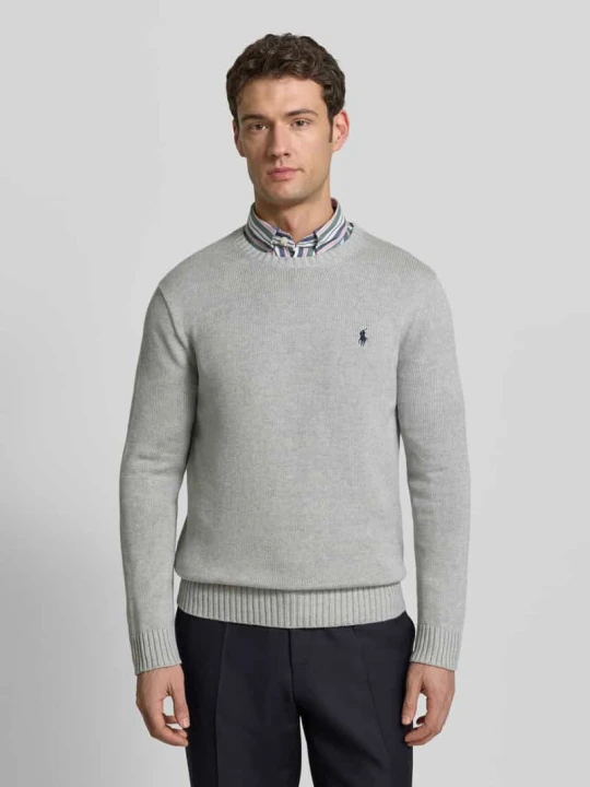 Zdjęcie produktu Sweter z dzianiny z prążkowanymi wykończeniami Polo Ralph Lauren Jasnoszary