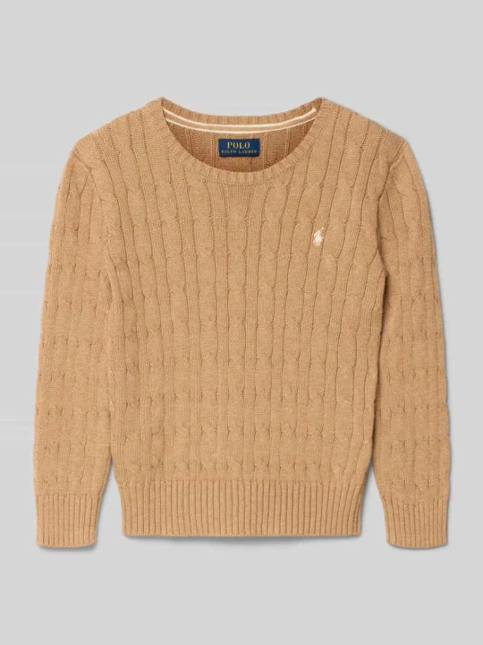 Zdjęcie produktu Sweter z dzianiny z prążkowanymi wykończeniami Polo Ralph Lauren Camel melanż