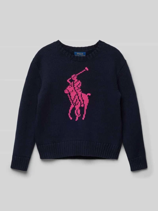 Zdjęcie produktu Sweter z dzianiny z prążkowanymi wykończeniami Polo Ralph Lauren Granatowy