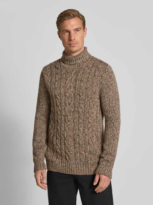 Zdjęcie produktu Sweter z golfem o kroju regular fit z prążkowanymi wykończeniami RAGMAN Camel