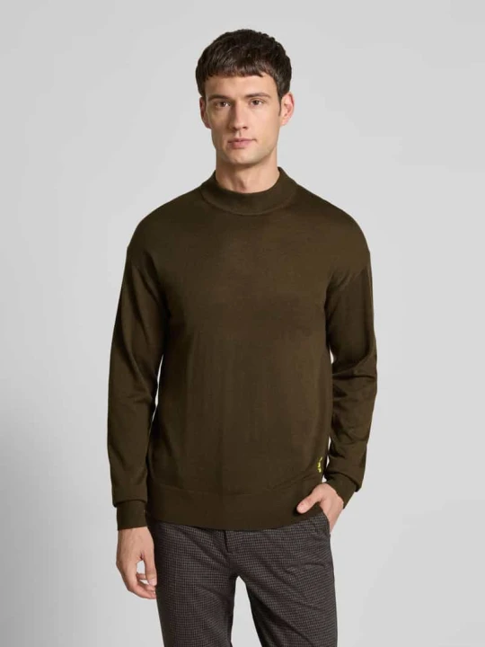 Zdjęcie produktu Sweter z dzianiny z prążkowanymi wykończeniami Scotch & Soda Ciemnobrązowy
