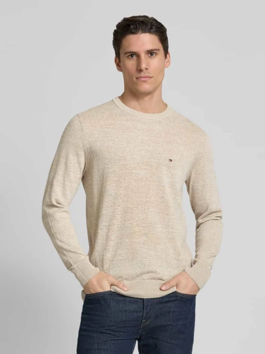 Zdjęcie produktu Sweter z dzianiny z prążkowanymi wykończeniami Tommy Hilfiger Beżowy