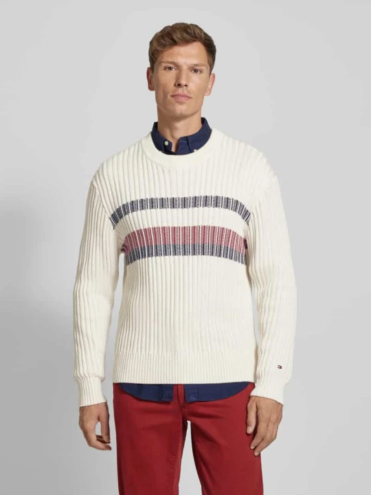 Zdjęcie produktu Sweter z dzianiny z prążkowanymi wykończeniami Tommy Hilfiger Złamany biały