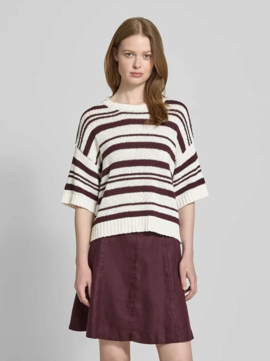 Zdjęcie produktu Sweter z dzianiny z rękawem o dł. 1/2 model ‘Hannalie’ MSCH Copenhagen Bordowy