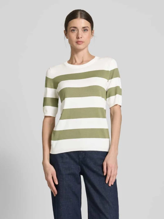 Zdjęcie produktu koszulka z dzianiny o kroju regular fit z rękawem o dł. 1 / 2 model 'Mala' Kaffe Khaki