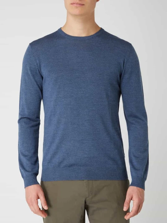 Zdjęcie produktu Sweter z dzianiny z żywej wełny model „Margrate Merino” Matinique Jasnoniebieski