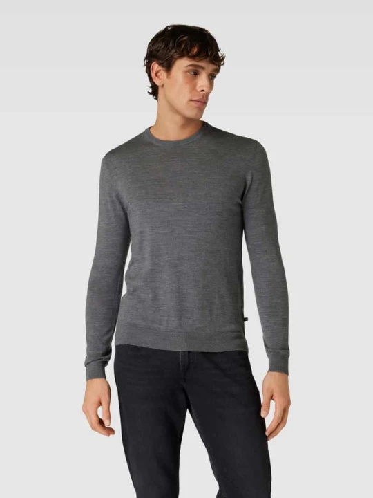 Zdjęcie produktu Sweter z dzianiny z żywej wełny model „Margrate Merino” Matinique Średnioszary melanż