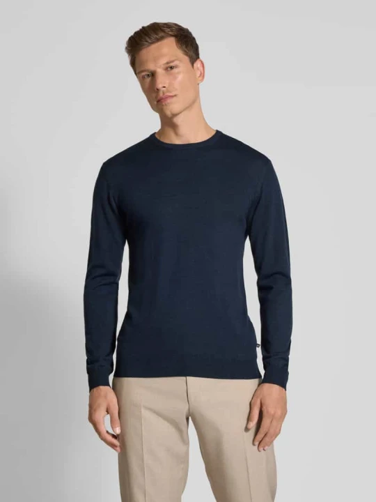 Zdjęcie produktu Sweter z dzianiny z żywej wełny model „Margrate Merino” Matinique Granatowy