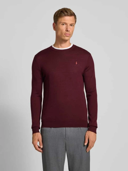 Zdjęcie produktu Sweter z dzianiny z wełny merino Polo Ralph Lauren Bordowy