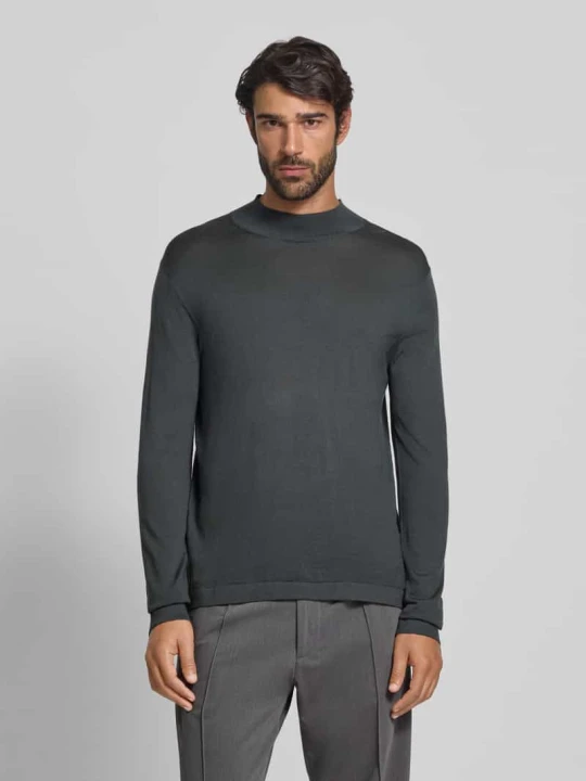Zdjęcie produktu Sweter z dzianiny z wełny merino ze stójką model ‘Tern’ Tiger Of Sweden Zielony
