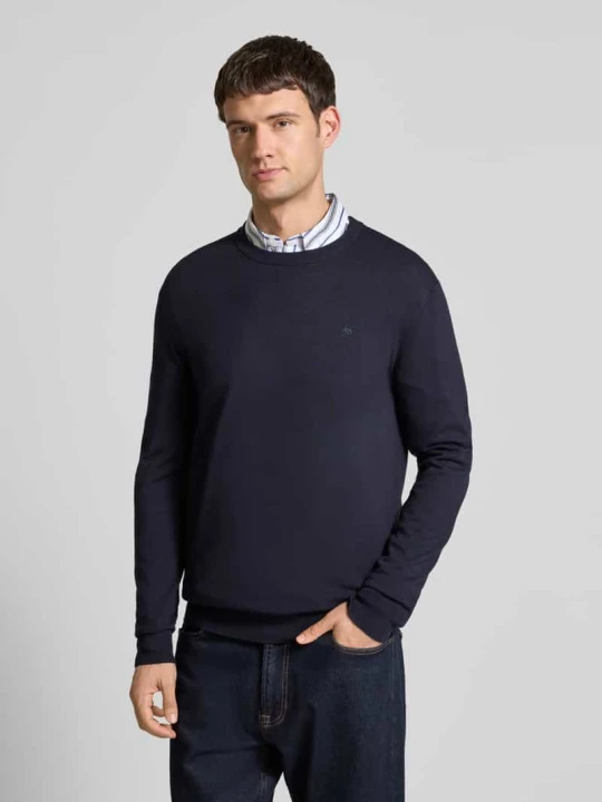 Zdjęcie produktu Sweter z dzianiny z wyhaftowanym logo model ‘CORE’ Scotch & Soda Granatowy