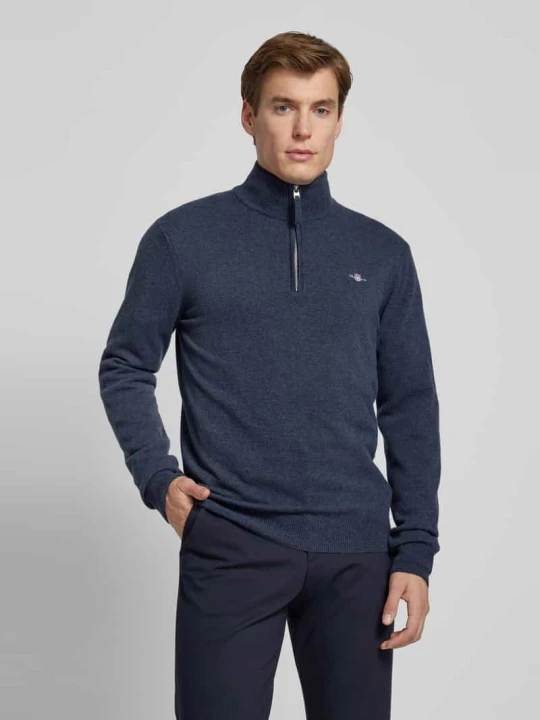 Zdjęcie produktu Sweter z dzianiny z wyhaftowanym logo model ‘SUPERFINE’ Gant Granatowy melanż