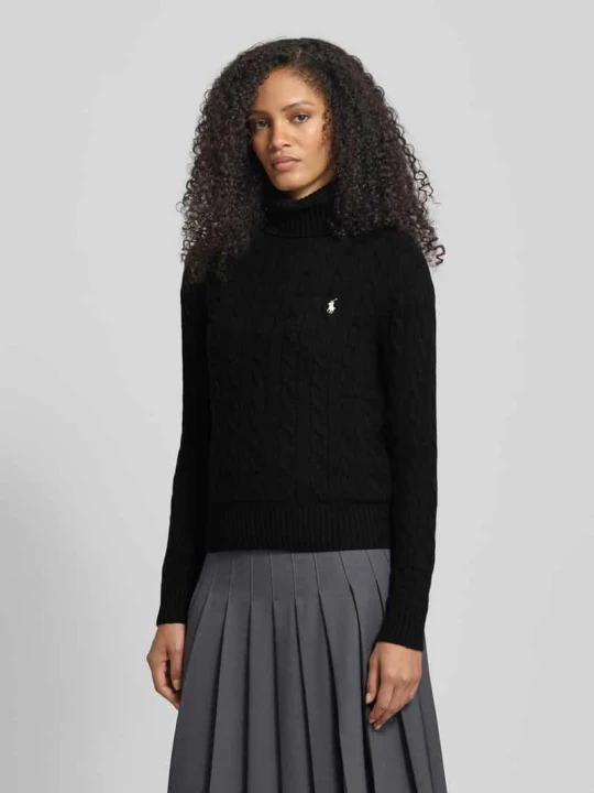 Zdjęcie produktu Sweter z golfem o kroju slim fit z wyhaftowanym logo Polo Ralph Lauren Czarny