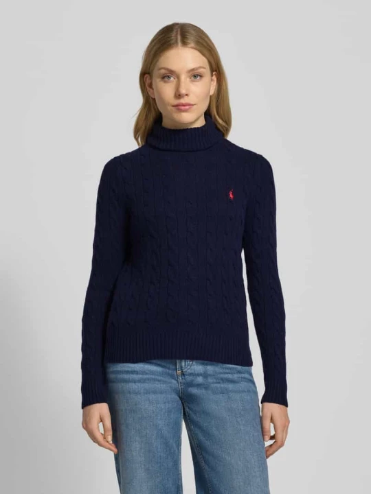 Zdjęcie produktu Sweter z golfem o kroju slim fit z wyhaftowanym logo Polo Ralph Lauren Ciemnoniebieski