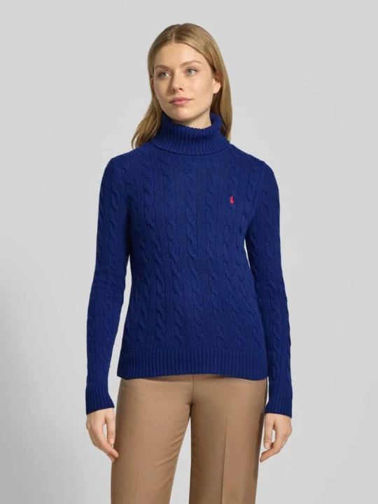 Zdjęcie produktu Sweter z golfem o kroju slim fit z wyhaftowanym logo Polo Ralph Lauren Ciemnoniebieski