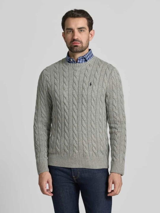 Zdjęcie produktu Sweter z dzianiny z wyhaftowanym logo Polo Ralph Lauren Średnioszary