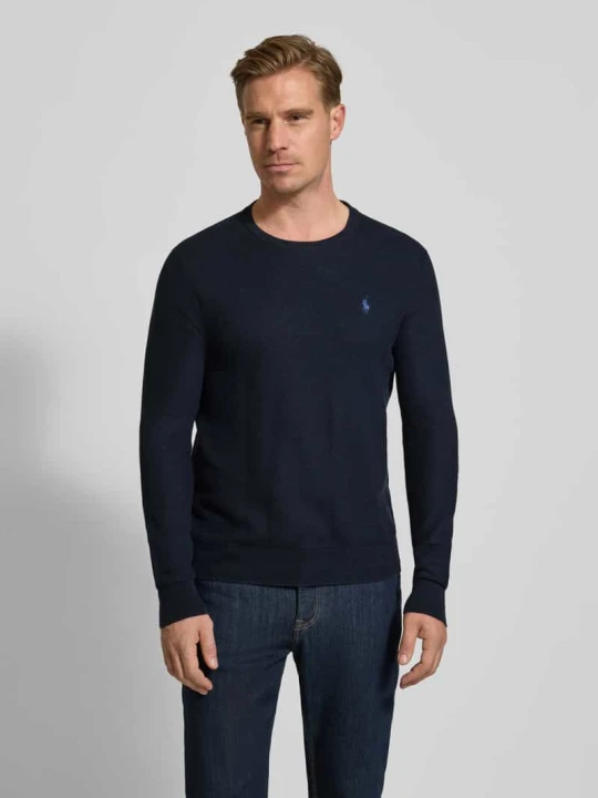 Zdjęcie produktu Sweter z dzianiny z wyhaftowanym logo Polo Ralph Lauren Granatowy melanż