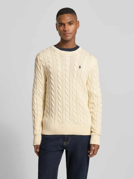 Zdjęcie produktu Sweter z dzianiny z wyhaftowanym logo Polo Ralph Lauren Złamany biały