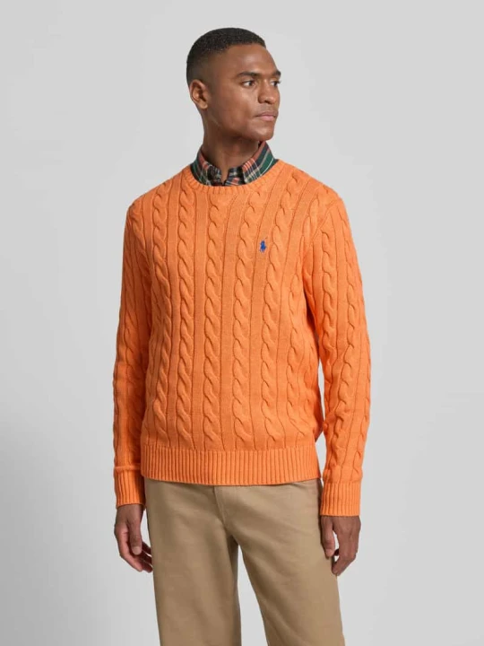 Zdjęcie produktu Sweter z dzianiny z wyhaftowanym logo Polo Ralph Lauren Pomarańczowy melanż