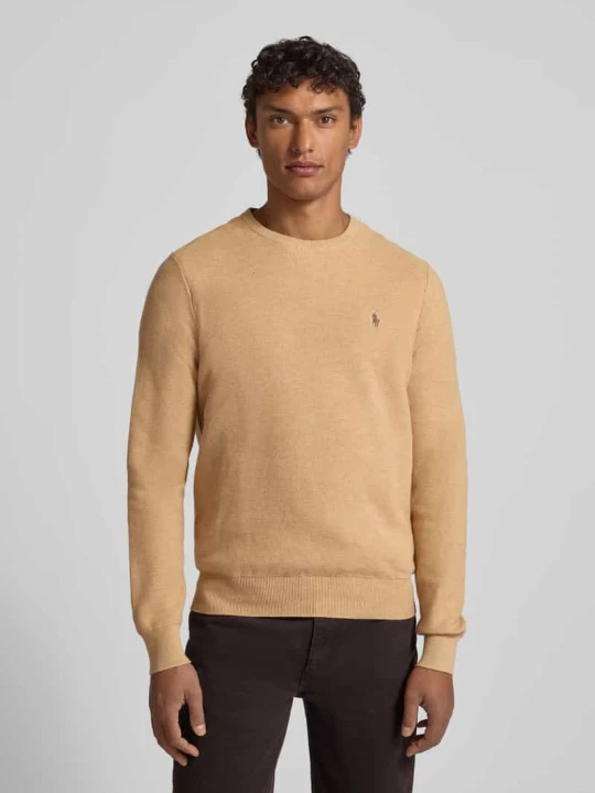 Zdjęcie produktu Sweter z dzianiny z wyhaftowanym logo Polo Ralph Lauren Camel melanż
