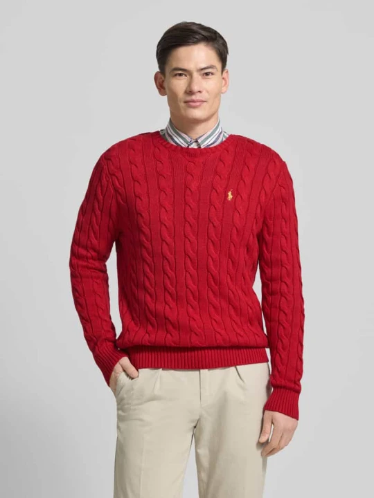 Zdjęcie produktu Sweter z dzianiny z wyhaftowanym logo Polo Ralph Lauren Czerwony