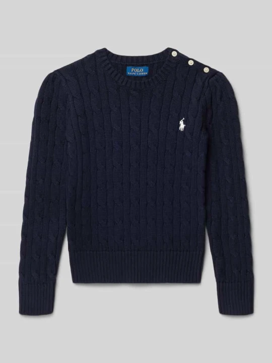 Zdjęcie produktu sweter z dzianiny z wyhaftowanym logo Polo Ralph Lauren Granatowy
