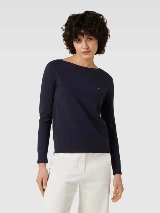 Zdjęcie produktu Sweter z dzianiny z wyhaftowanym logo Tommy Hilfiger Ciemnoniebieski